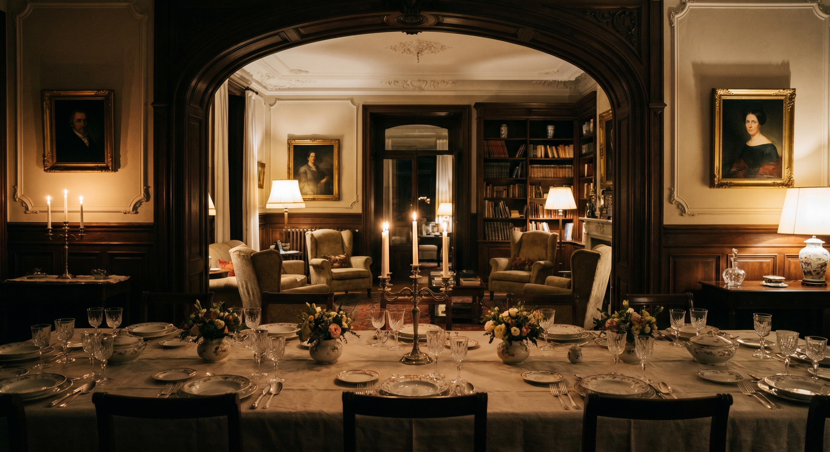 Salón noble y comedor íntimo de Santa Emilia para cenas; solución premium de alquiler de sala para eventos con privacidad