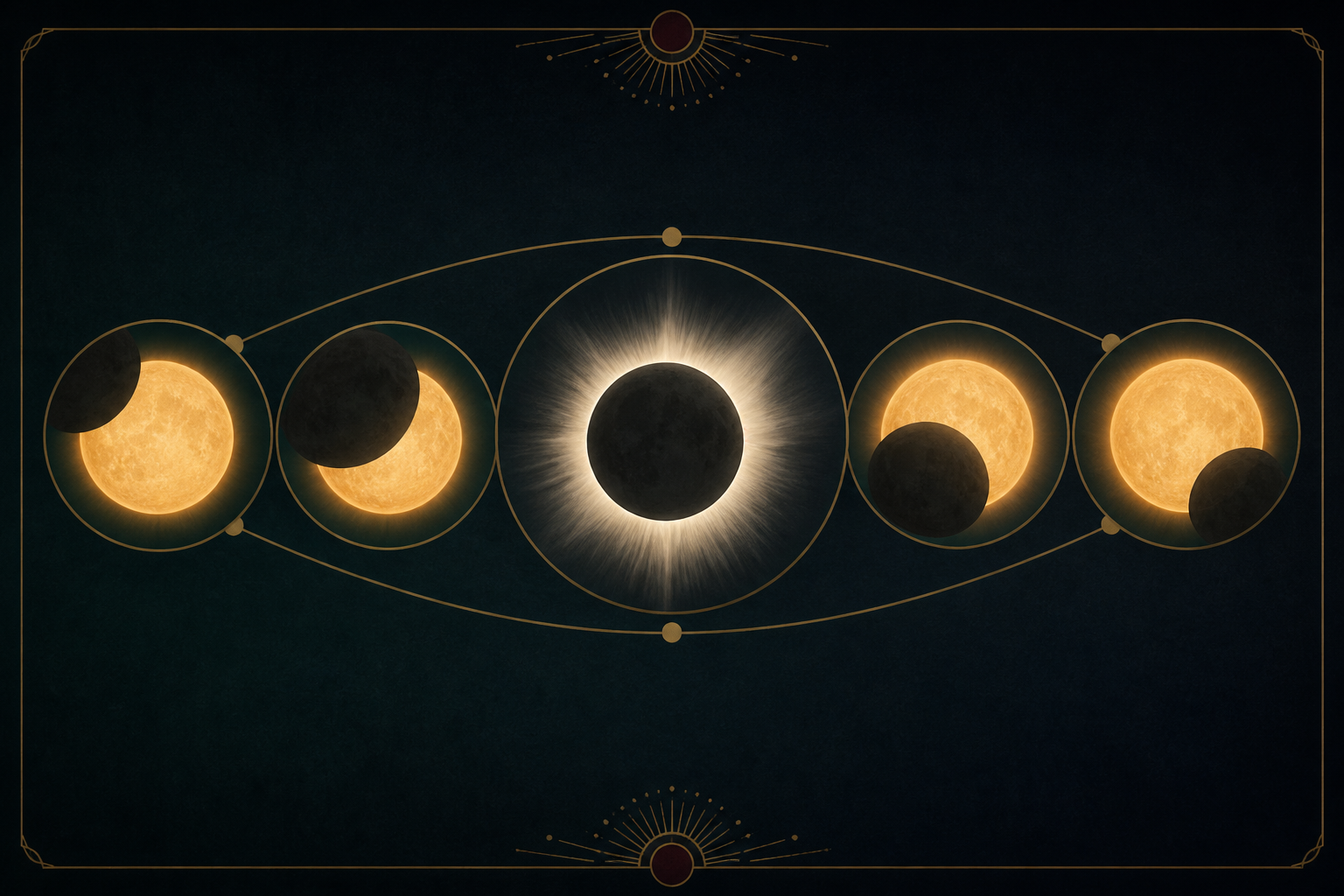 Secuencia visual de las fases parciales y la totalidad de un eclipse solar