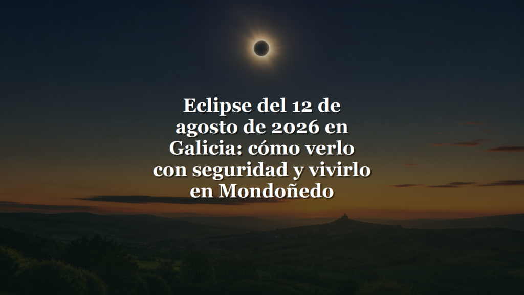 Eclipse del 12 de agosto de 2026 en Galicia: cómo verlo con seguridad y vivirlo en Mondoñedo