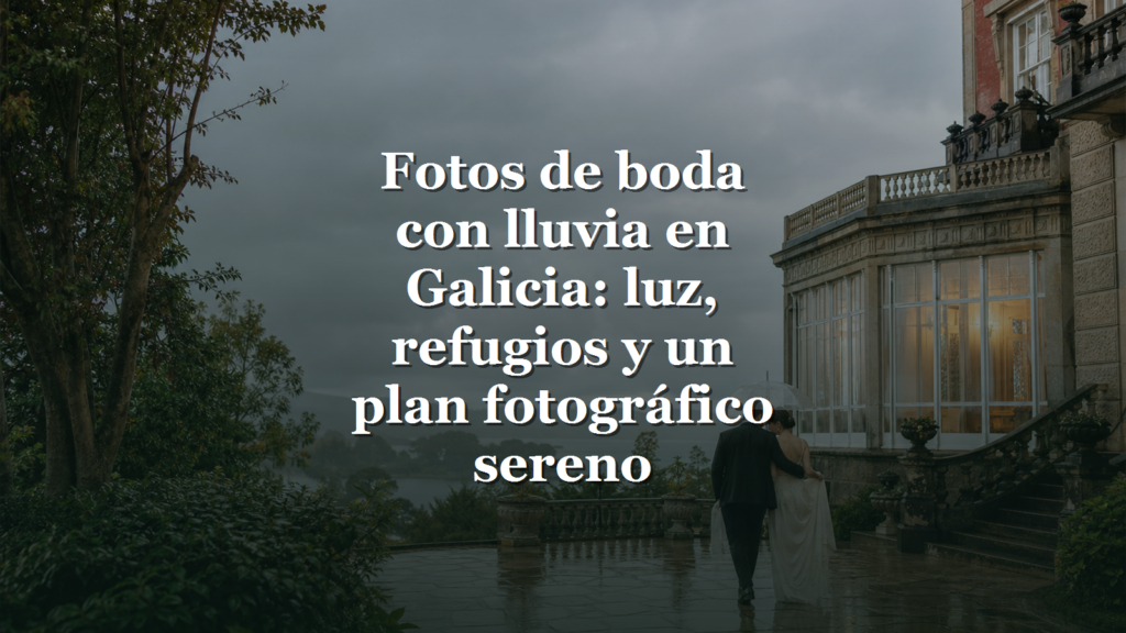 Fotos de boda con lluvia en Galicia: luz, refugios y un plan fotográfico sereno