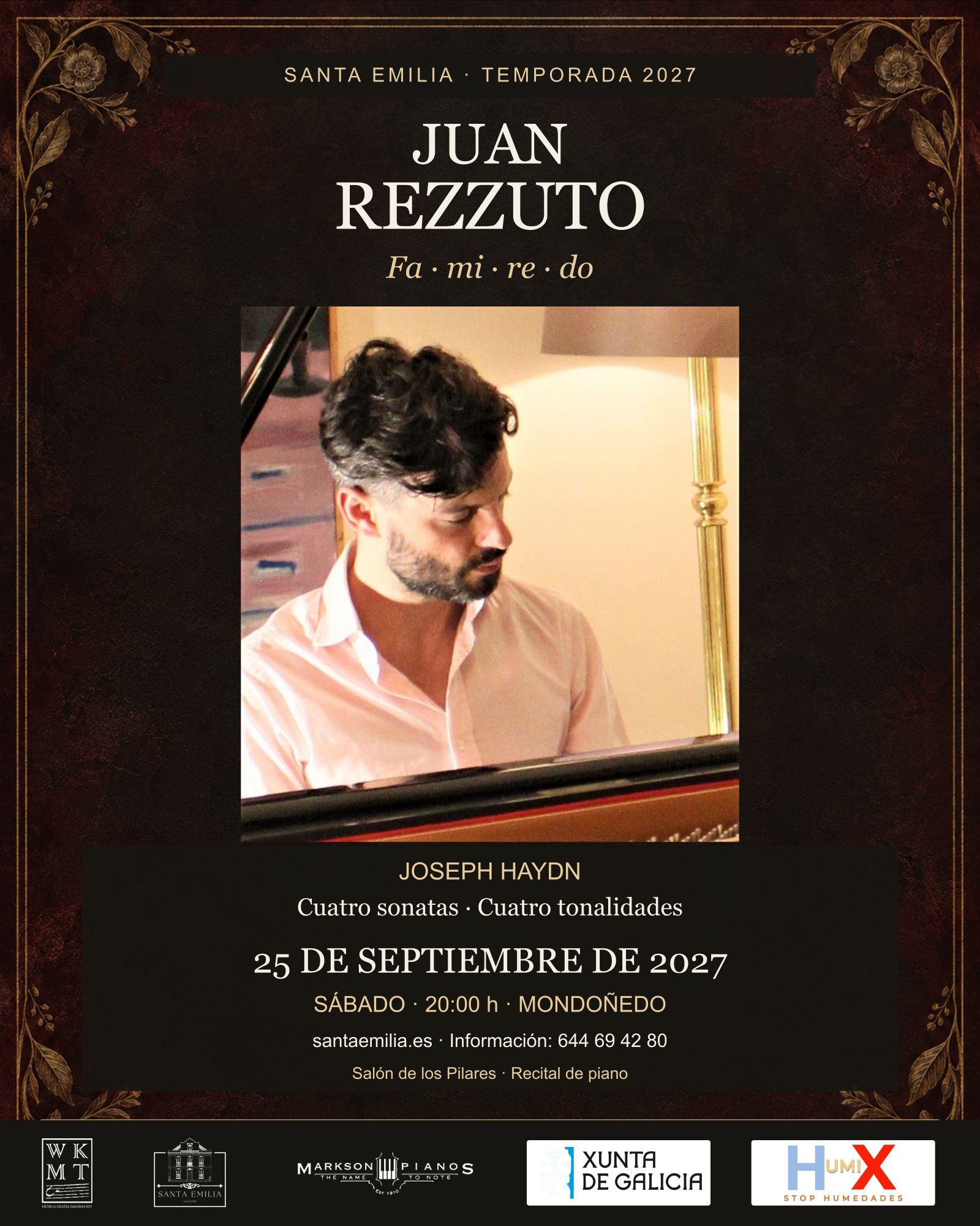 Juan Rezzuto — Fa · mi · re · do. Santa Emilia, 25 de septiembre de 2027, 20:00 h.