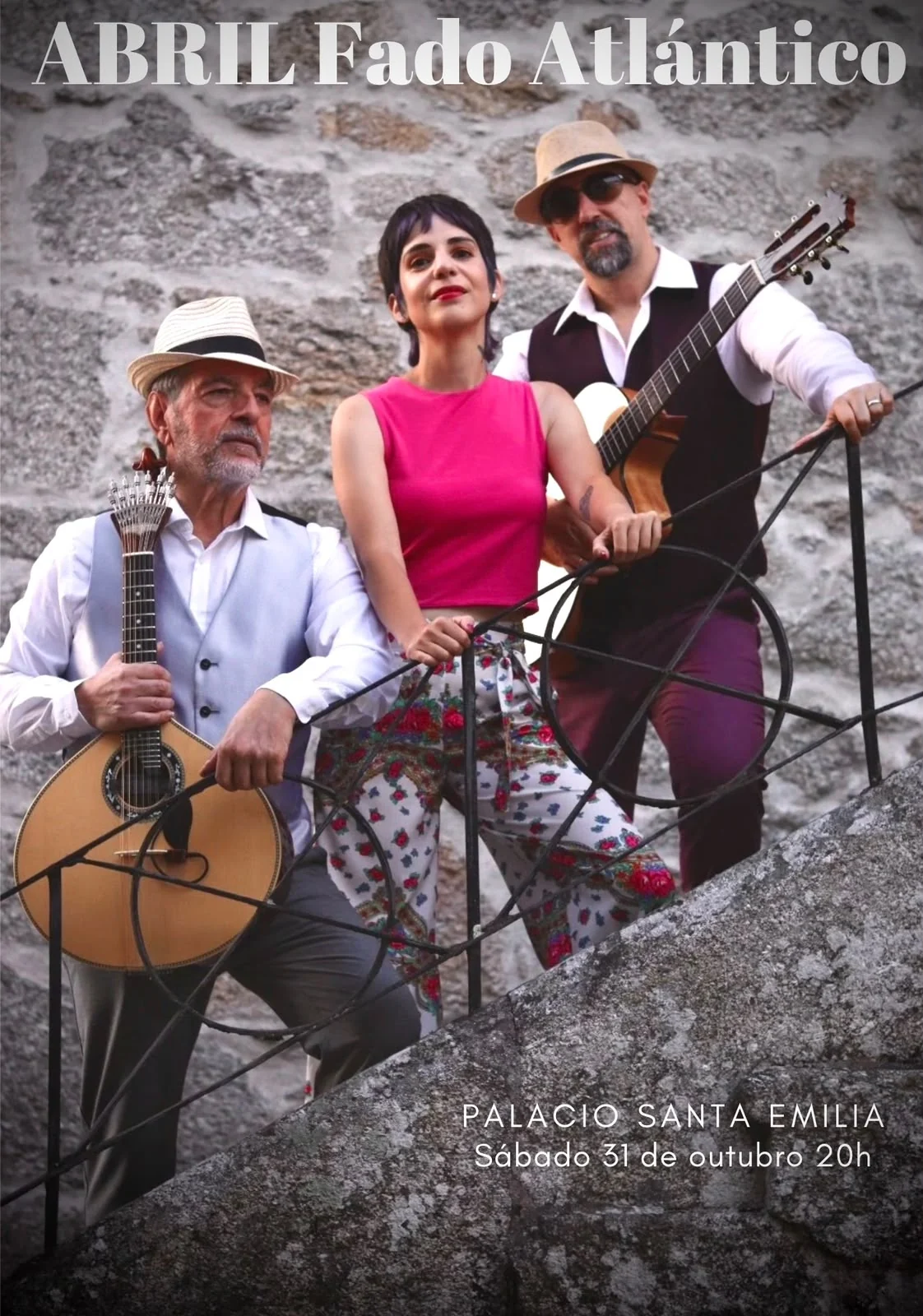 Cartel oficial de Abril Fado Atlántico: Sara de Sousa, Daniel Adzemian y Javier Moreno