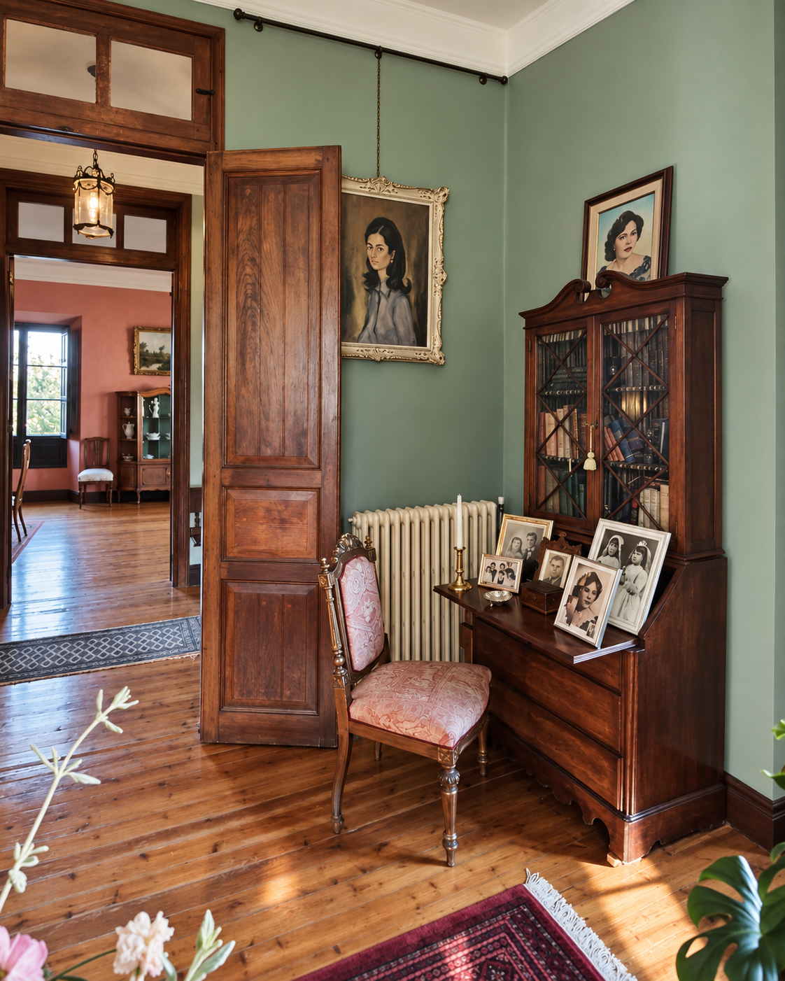 La biblioteca y sus retratos familiares